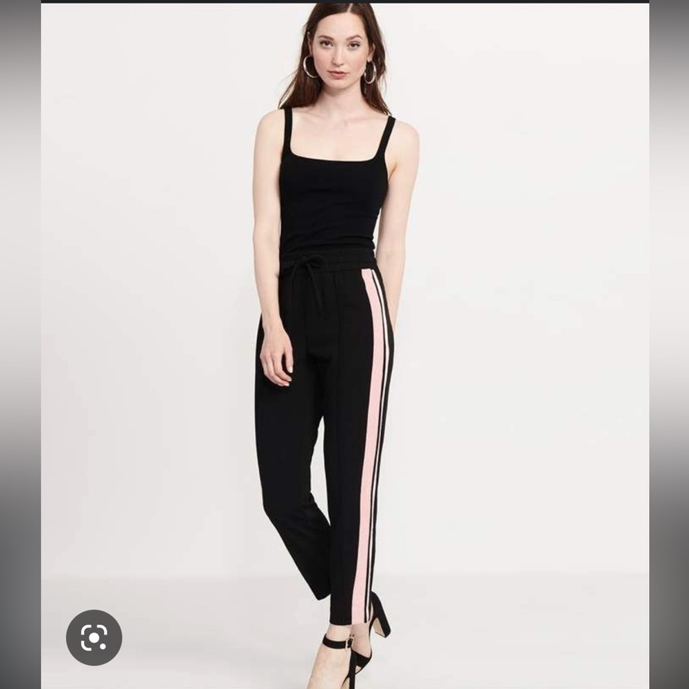 Dynamite Knit High-Rise Track Pant - BLUSH/BLACK STRIPE